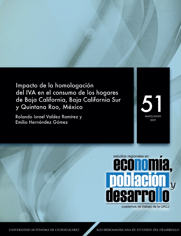 					Ver Vol. 9 Núm. 51 (2019): Impacto de la homologación del IVA en el consumo de los hogares de Baja California, Baja California Sur y Quintana Roo, México
				